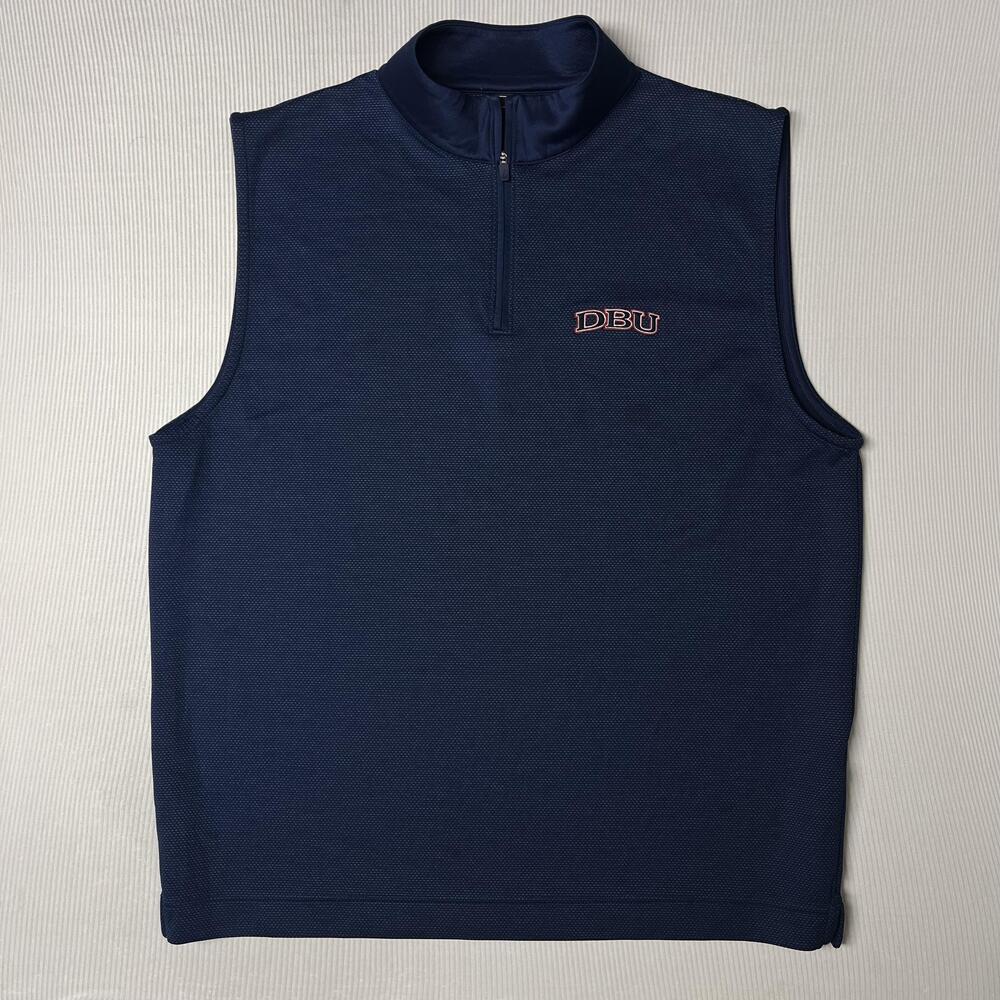 FJ Sweater Vest Mens XL Blue DBU Golf 1/4 Zip Mock Neck Knit Sleeveless